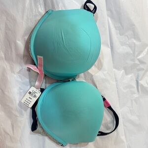 Victoria Secret Pink Brand Aqua Blue Padded Bra size 36DD
